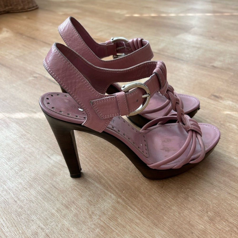Yves Saint Laurent Vintage Merida 90 Women Strap Heel Sandals Pink - Picture 5 of 11